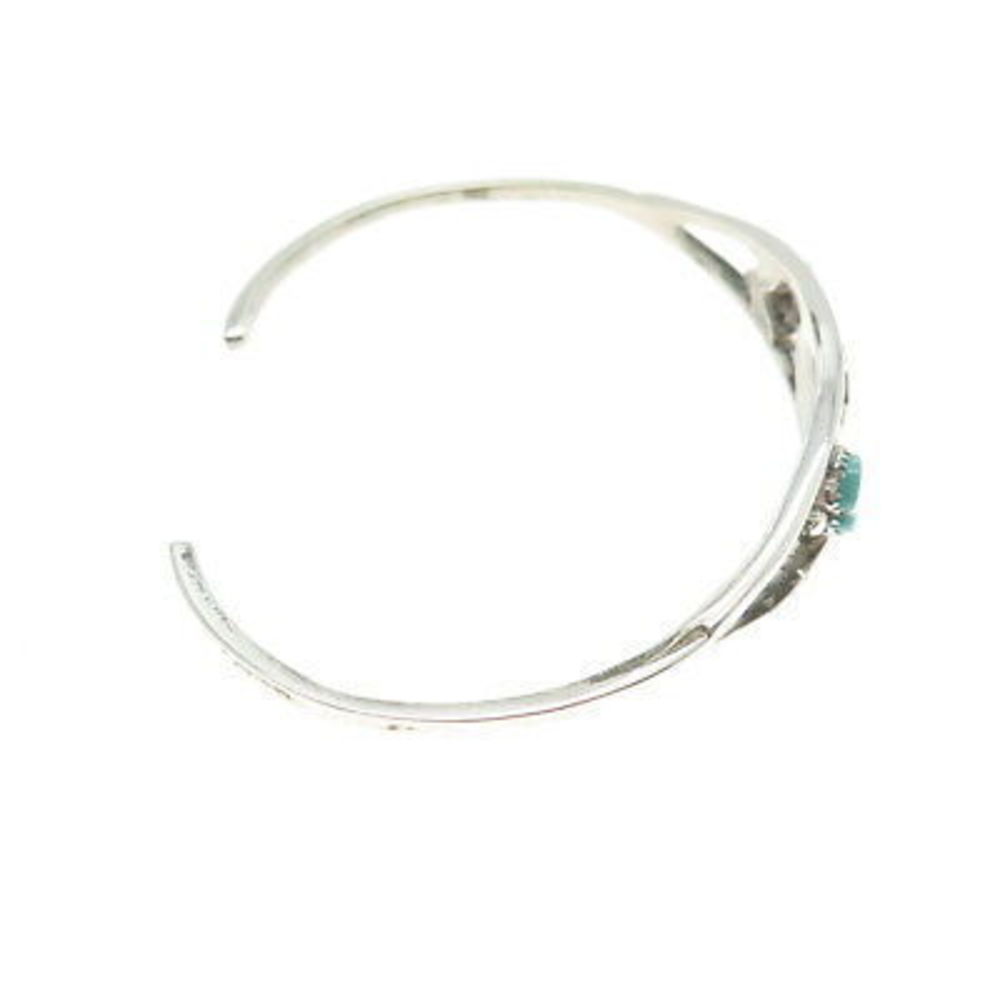 Old Pawn 925 Sterling Silver Vintage Turquoise Inlay Adjustable Bracelet 5.75" - Picture 6 of 7